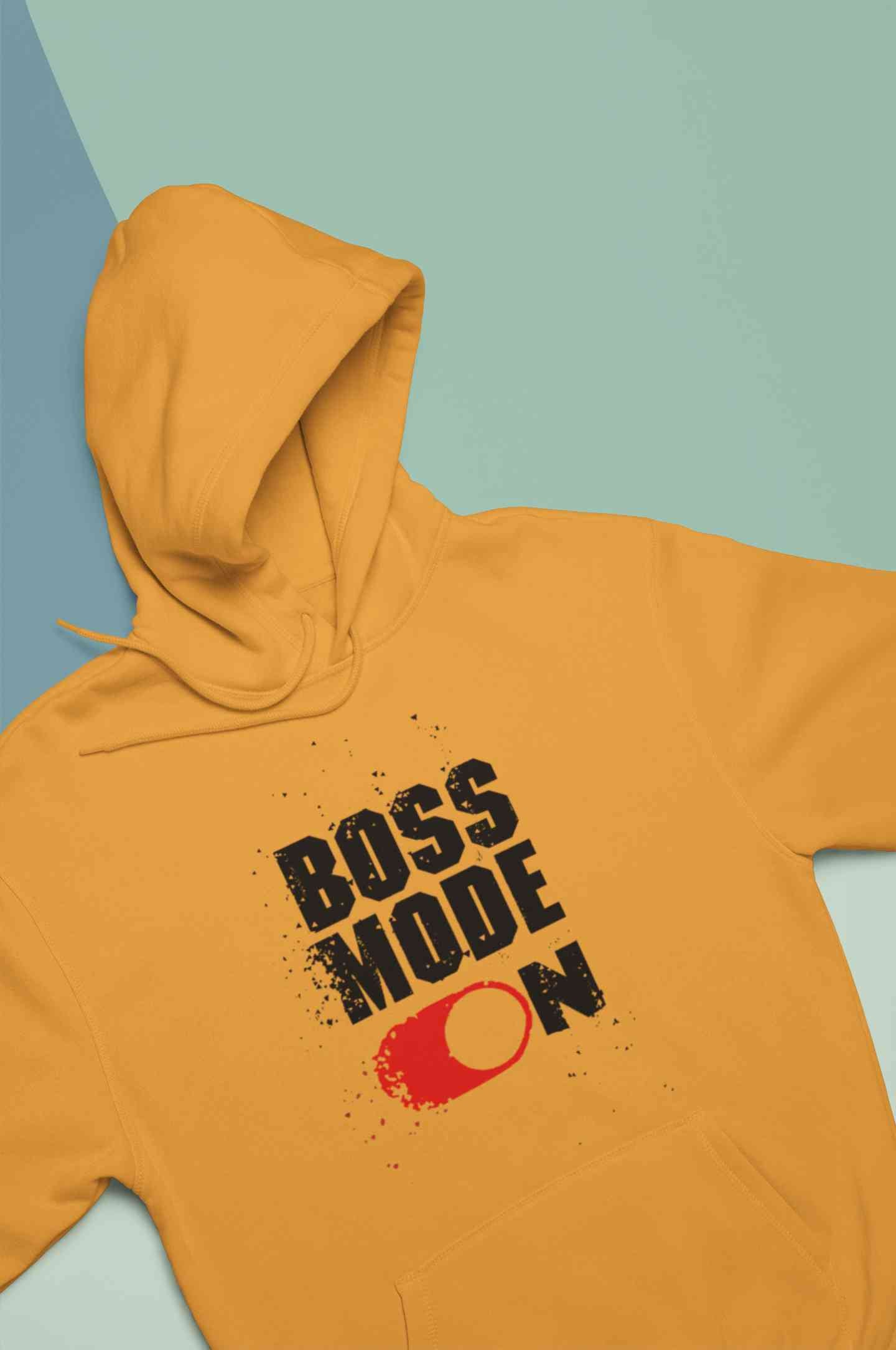 Boss Mode On Typography Hoodies for Women-FunkyTeesClub
