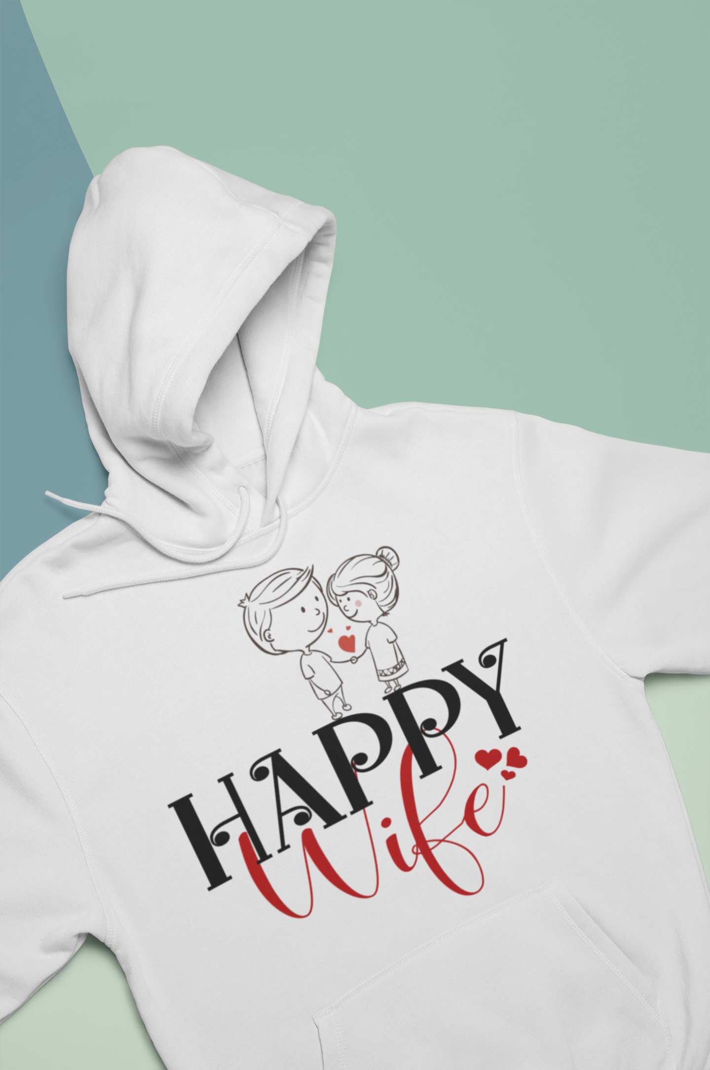 Happy Life Happy Wife Couple Hoodie-FunkyTeesClub