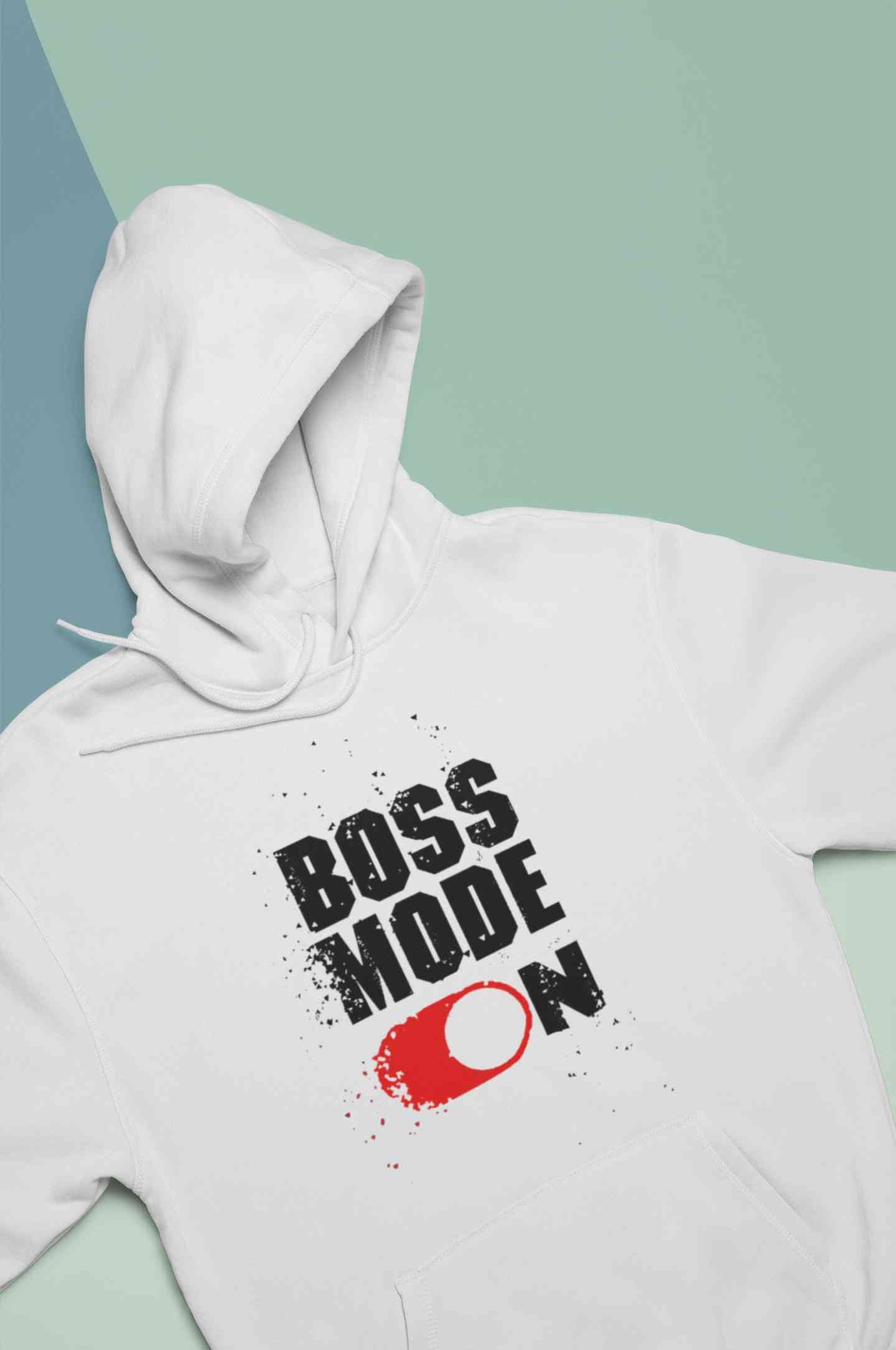Boss Mode On Typography Hoodies for Women-FunkyTeesClub
