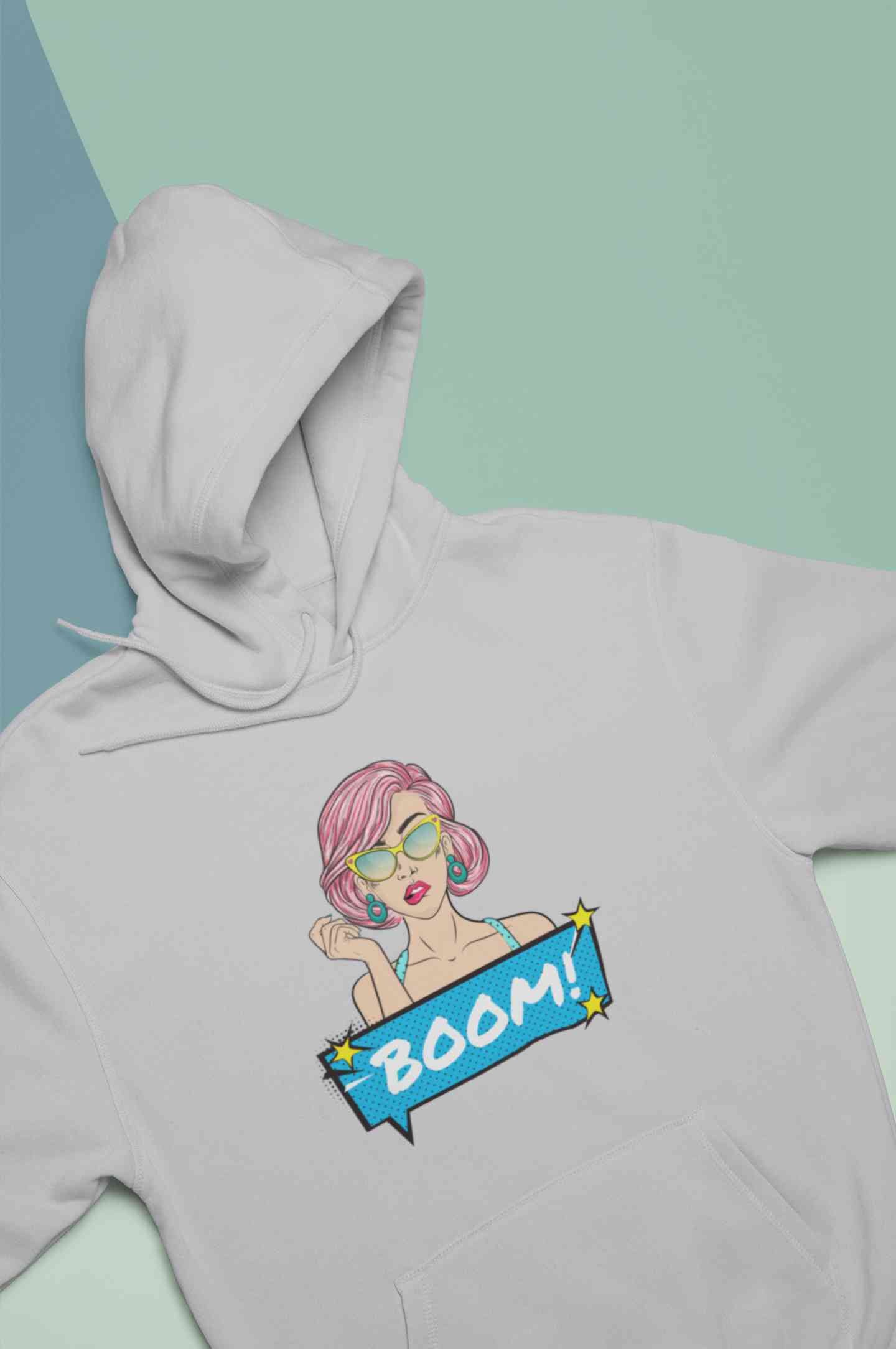 Boom Hoodies for Women-FunkyTeesClub