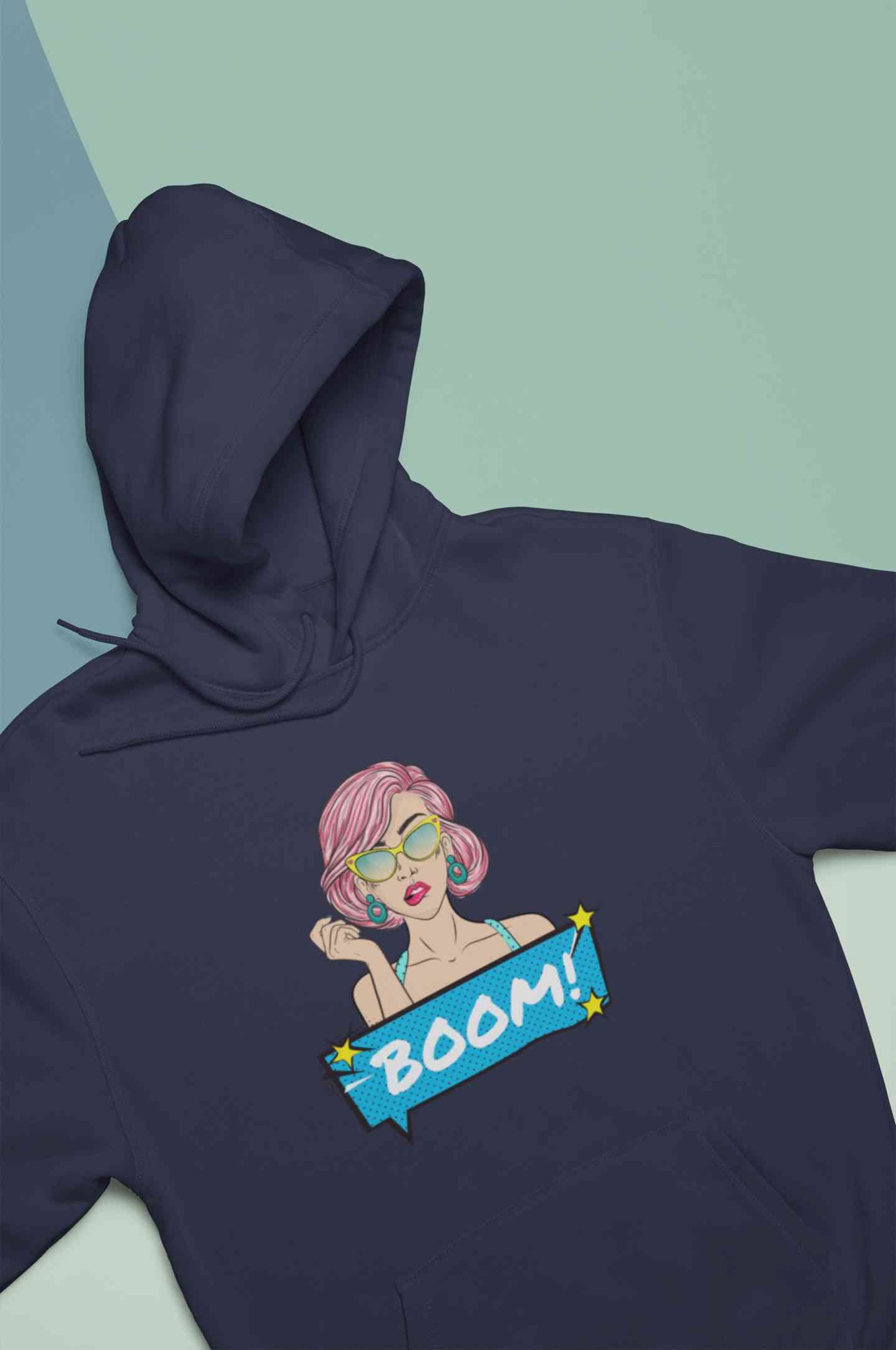 Boom Hoodies for Women-FunkyTeesClub