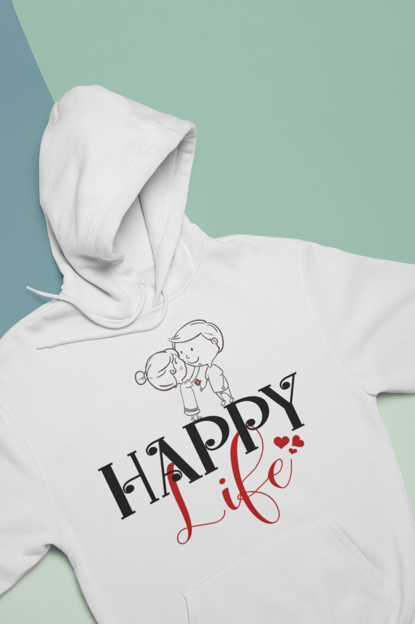 Happy Life Happy Wife Couple Hoodie-FunkyTeesClub