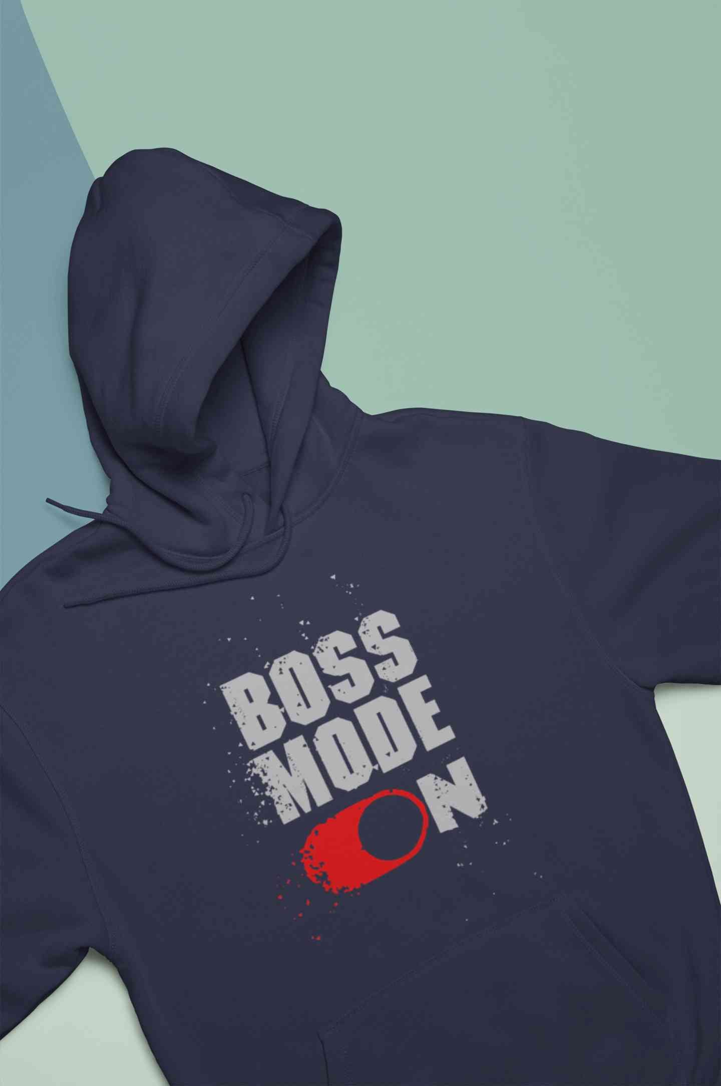 Boss Mode On Typography Hoodies for Women-FunkyTeesClub