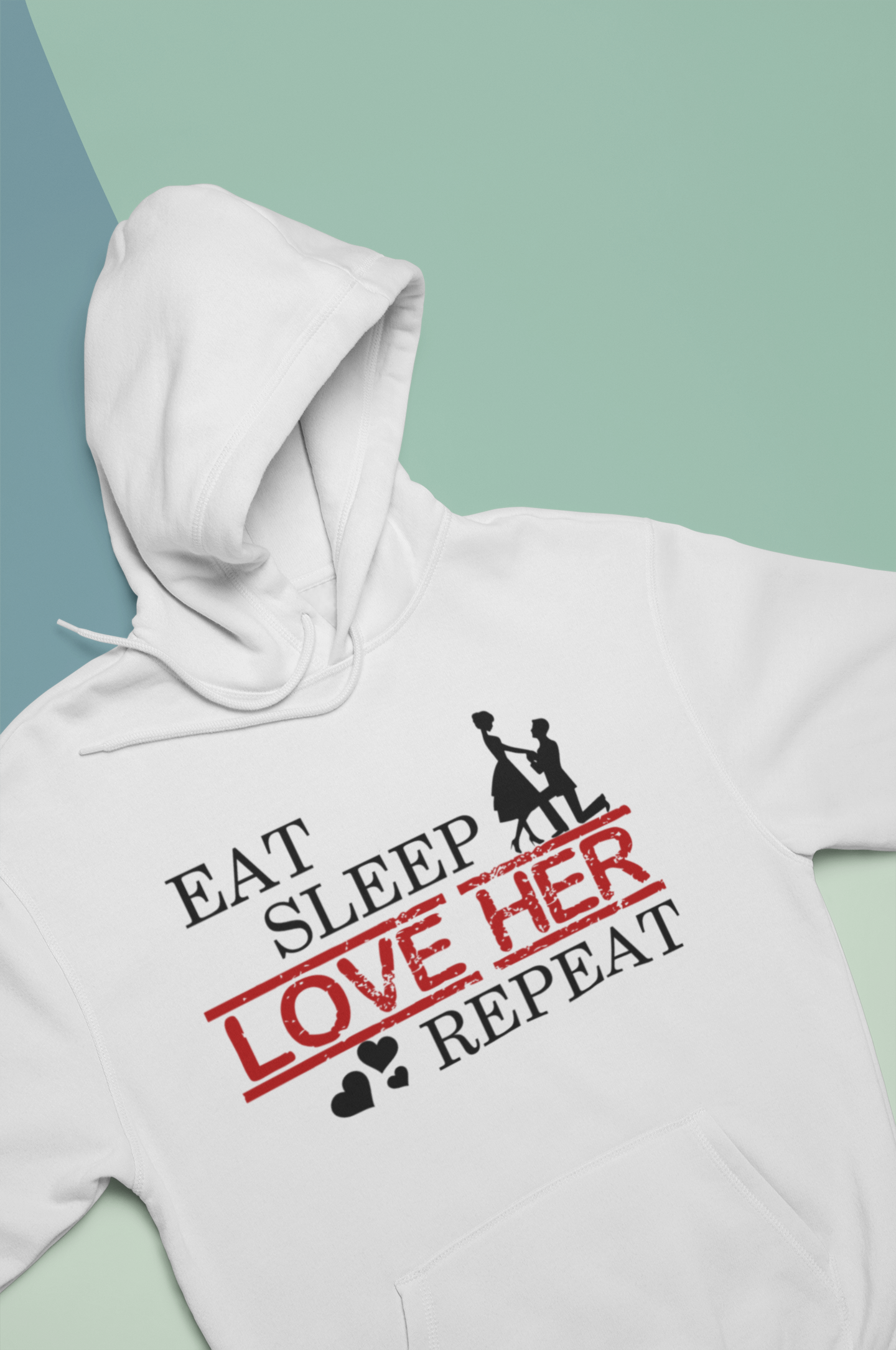 Eat Sleep Love Her Him Couple Hoodie-FunkyTeesClub