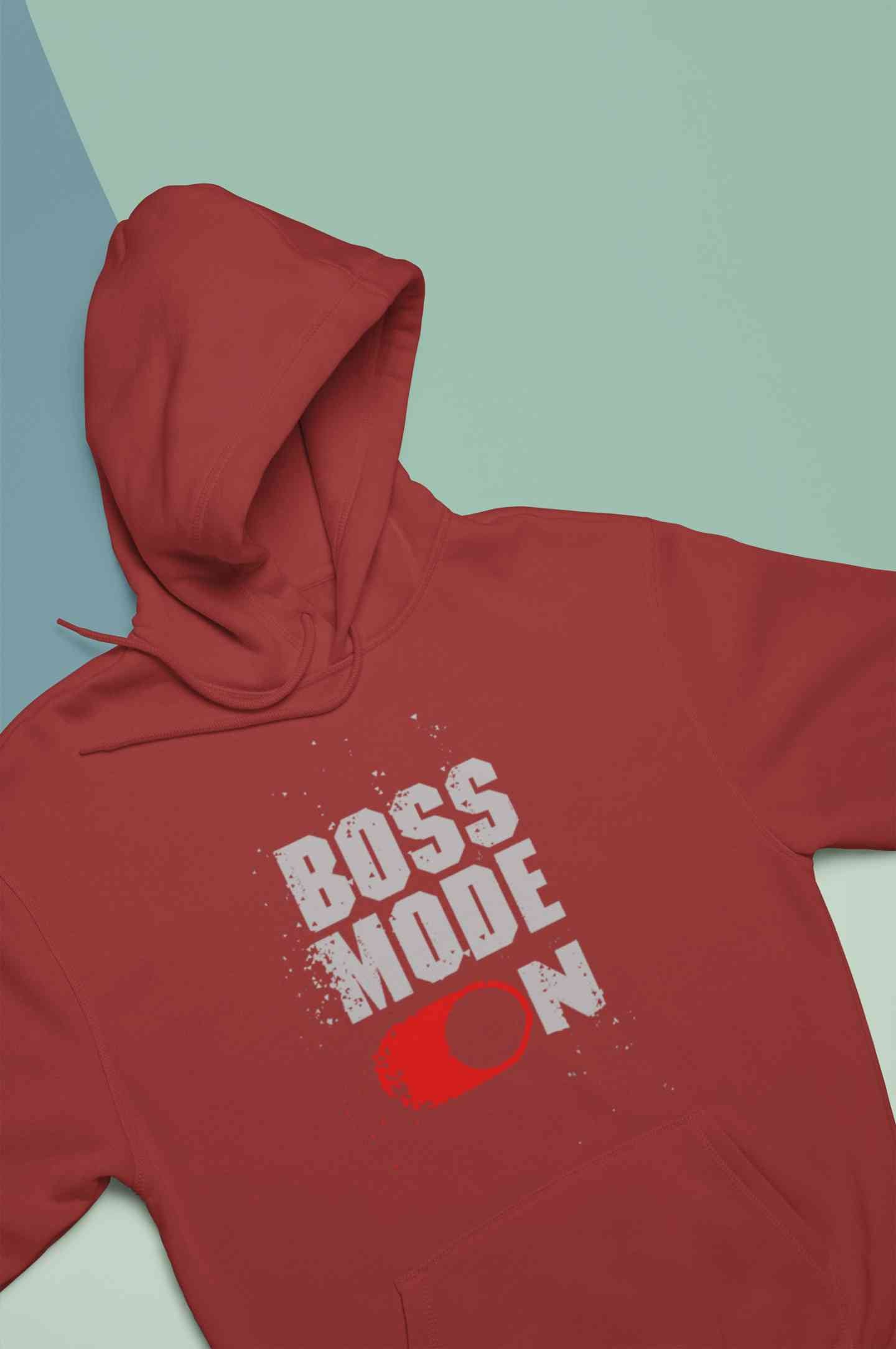 Boss Mode On Typography Hoodies for Women-FunkyTeesClub