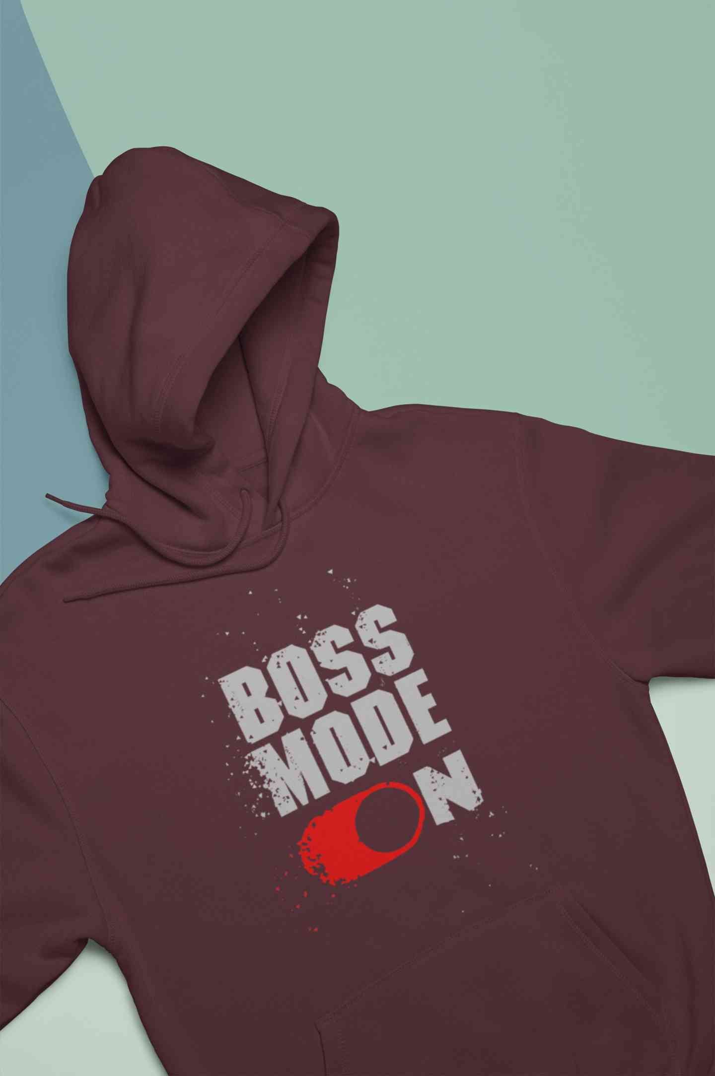 Boss Mode On Typography Hoodies for Women-FunkyTeesClub
