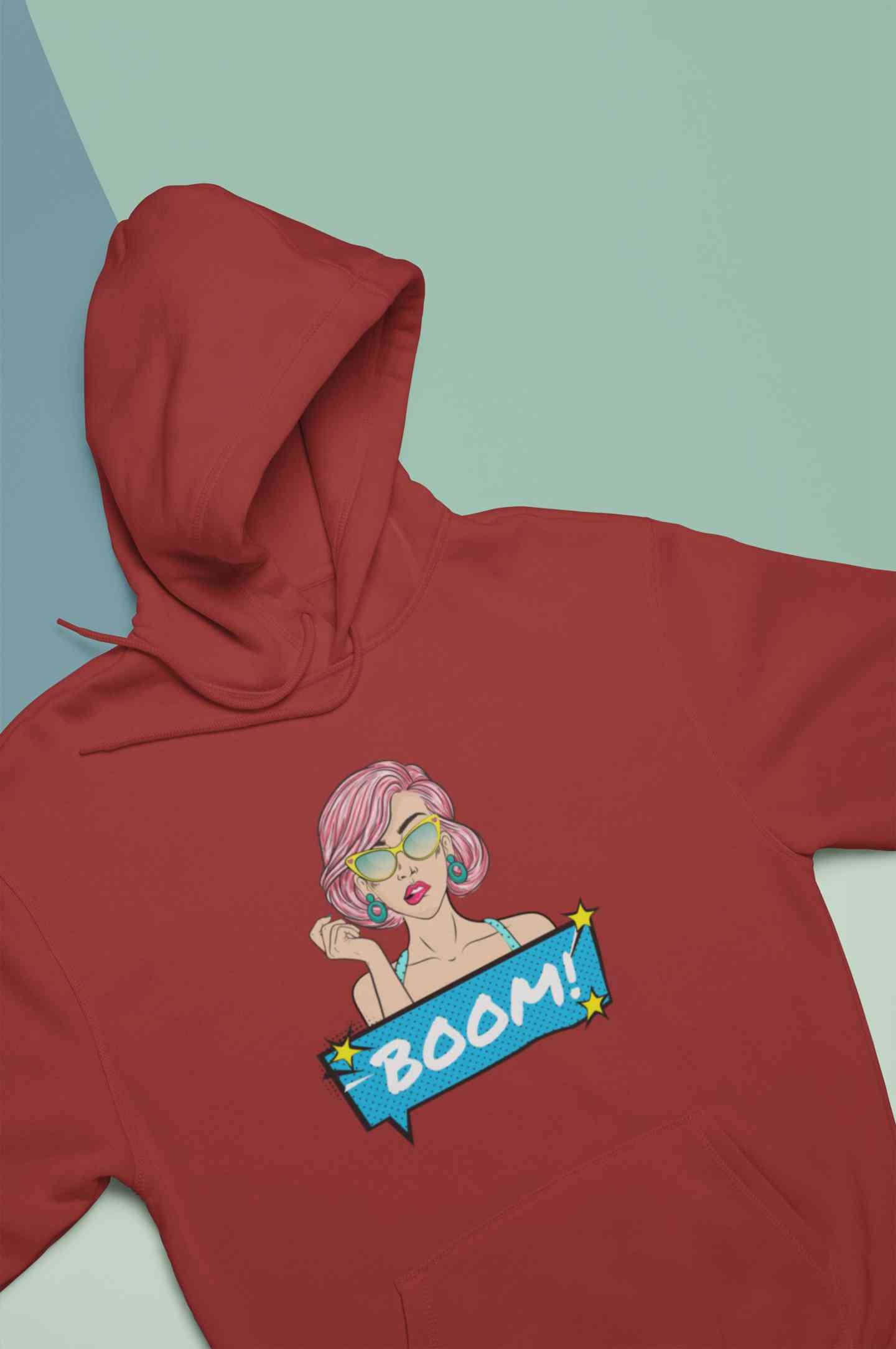 Boom Hoodies for Women-FunkyTeesClub