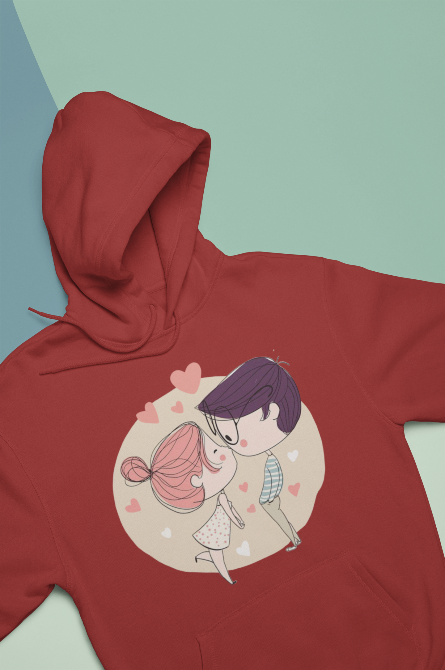 Line Art Couple Hoodie-FunkyTeesClub