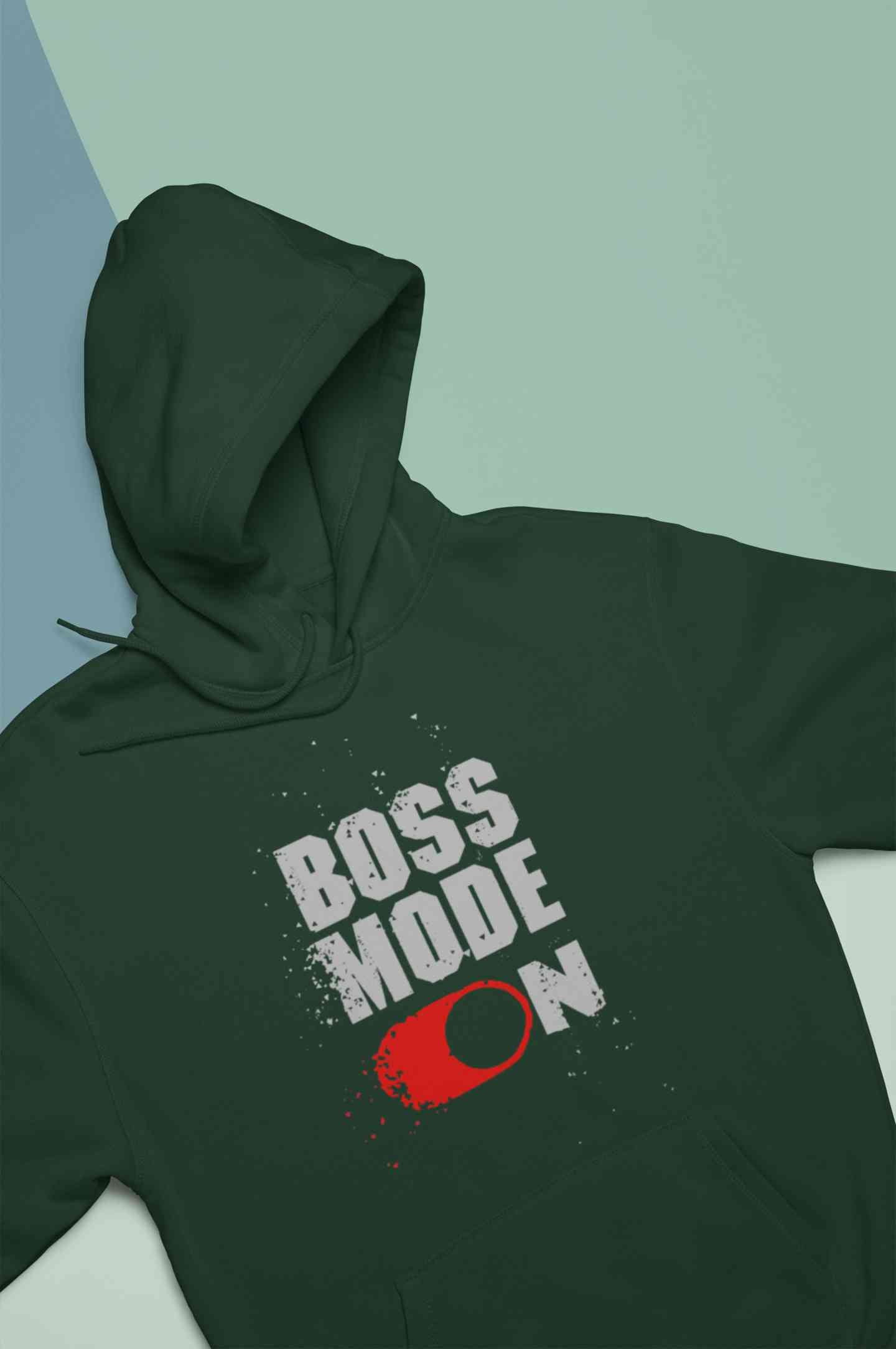 Boss Mode On Typography Hoodies for Women-FunkyTeesClub