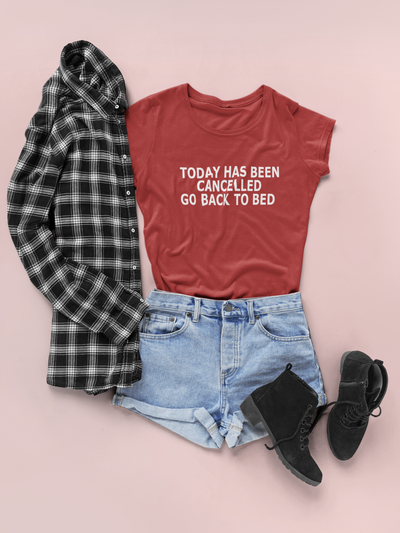 Today Has Been Cancelled Go  Back To Bed Alia Bhatt Celebrity T-shirt- FunkyTeesClub