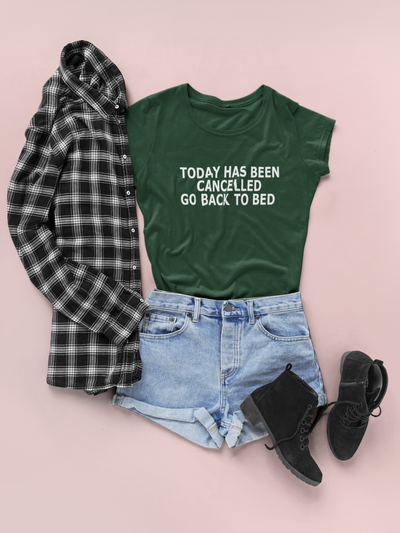 Today Has Been Cancelled Go  Back To Bed Alia Bhatt Celebrity T-shirt- FunkyTeesClub