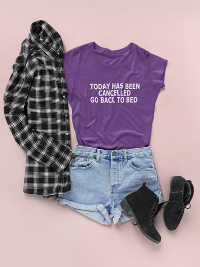 Today Has Been Cancelled Go  Back To Bed Alia Bhatt Celebrity T-shirt- FunkyTeesClub