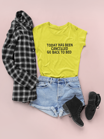 Today Has Been Cancelled Go  Back To Bed Alia Bhatt Celebrity T-shirt- FunkyTeesClub