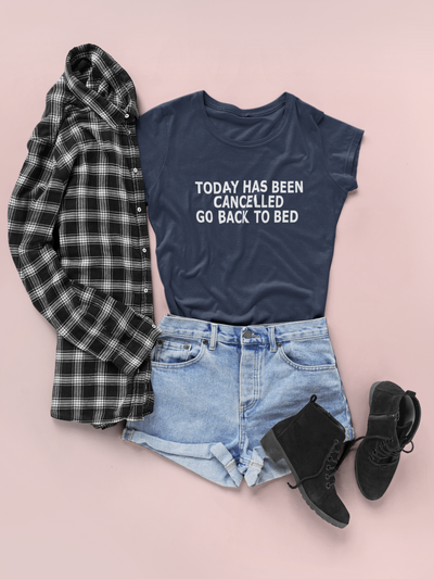 Today Has Been Cancelled Go  Back To Bed Alia Bhatt Celebrity T-shirt- FunkyTeesClub