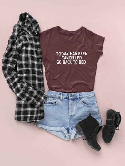 Today Has Been Cancelled Go  Back To Bed Alia Bhatt Celebrity T-shirt- FunkyTeesClub
