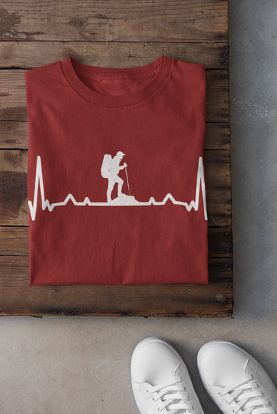 Hiking Heartbeat Mens Half Sleeves T-shirt- FunkyTeesClub
