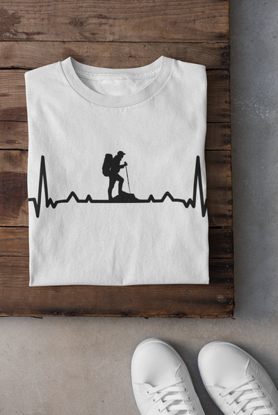 Hiking Heartbeat Mens Half Sleeves T-shirt- FunkyTeesClub