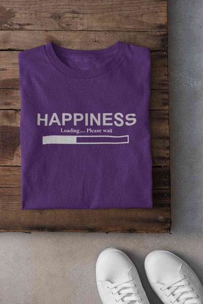 Happiness Is Loading Minimals Mens Half Sleeves T-shirt- FunkyTeesClub