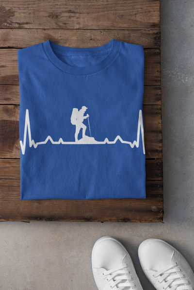 Hiking Heartbeat Mens Half Sleeves T-shirt- FunkyTeesClub