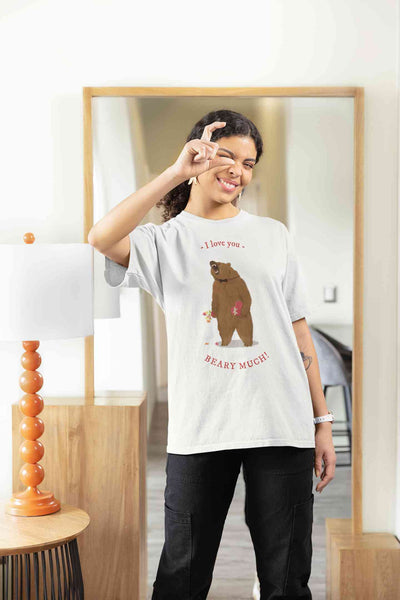 I Love You Beary Much Women Half Sleeves T-shirt- FunkyTeesClub