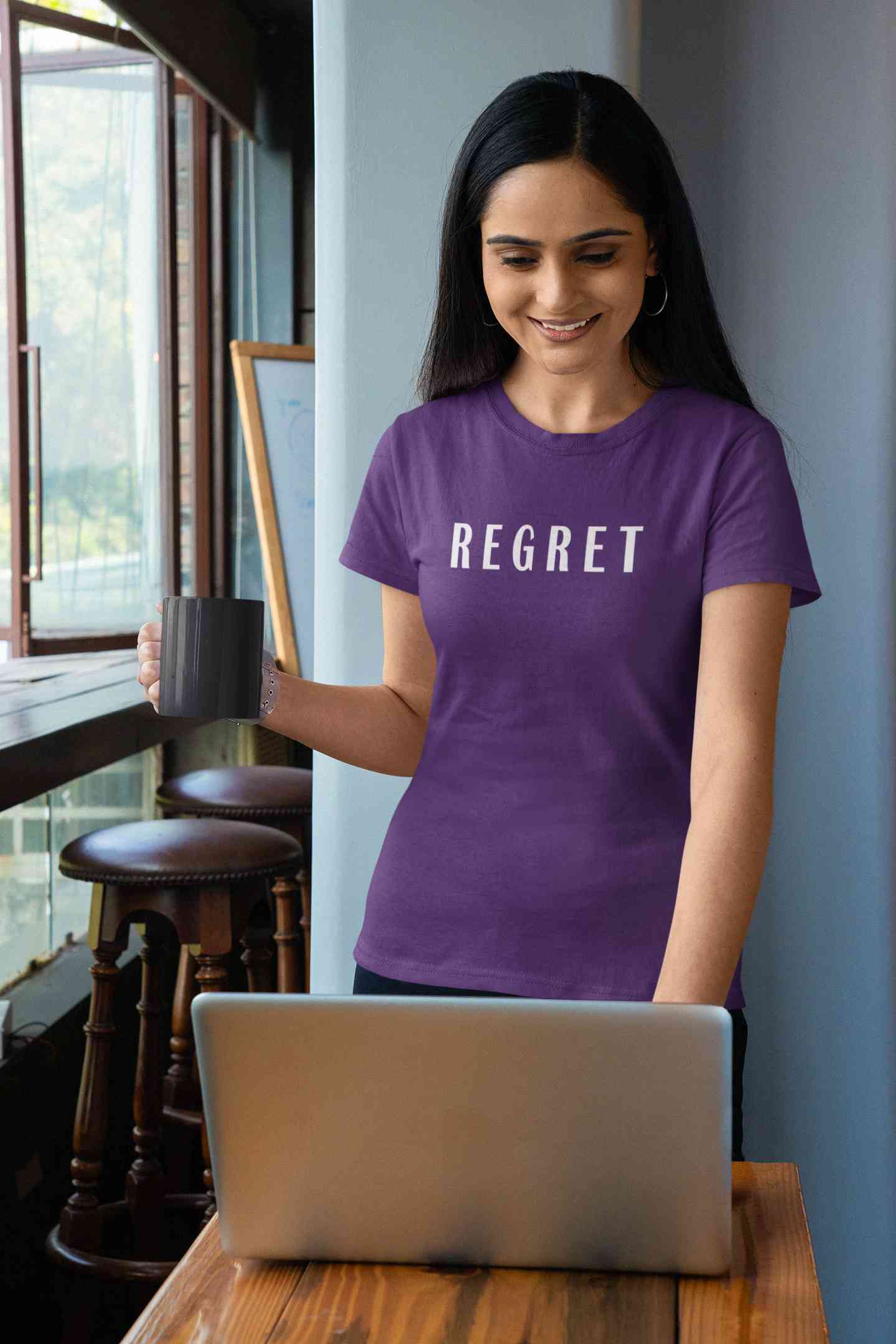 Regret Women Half Sleeves T-shirt- FunkyTeesClub