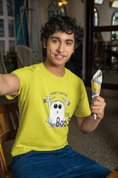 Here For The Boos Mens Half Sleeves T-shirt- FunkyTeesClub