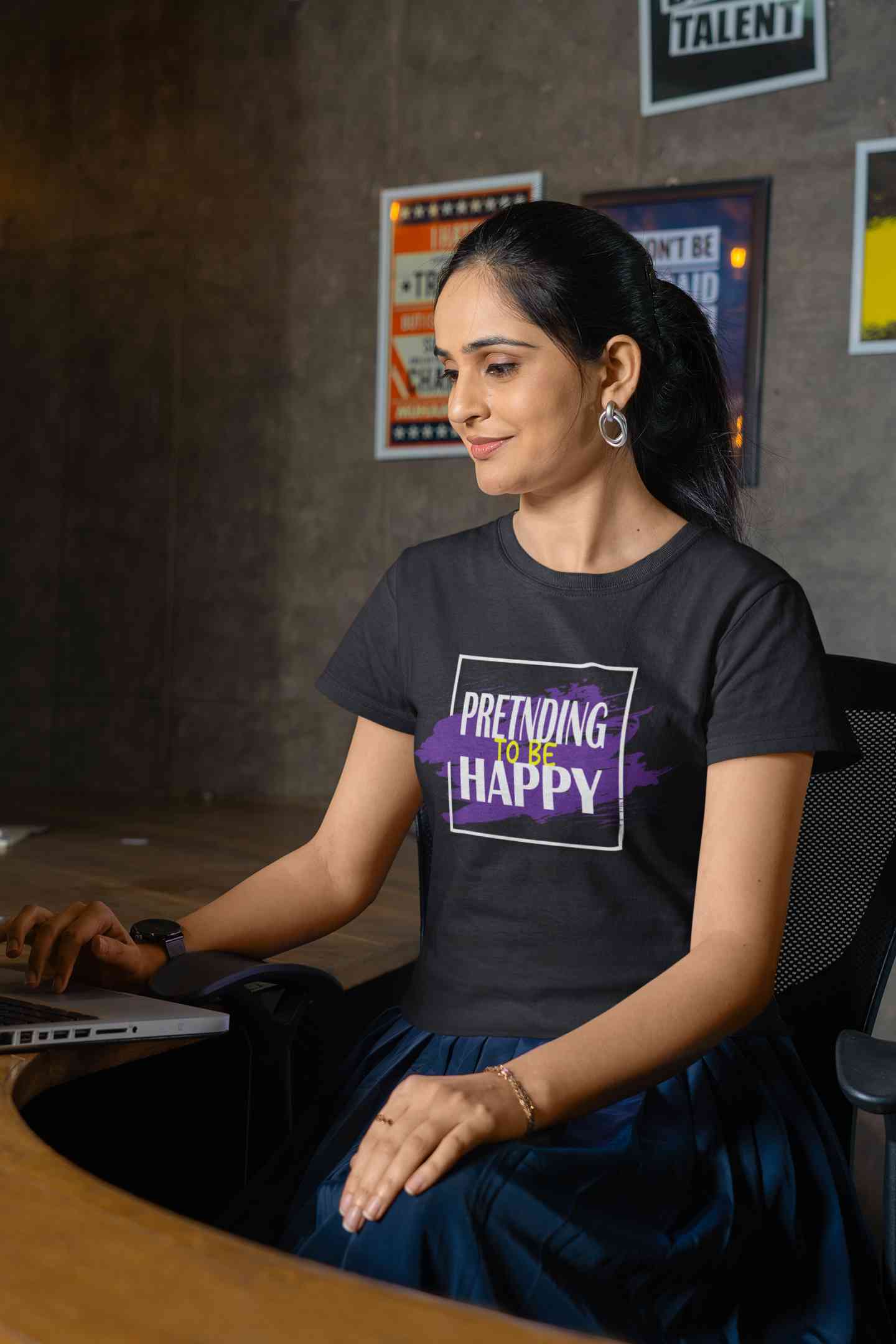 Pretending To Be Happy Women Half Sleeves T-shirt- FunkyTeesClub