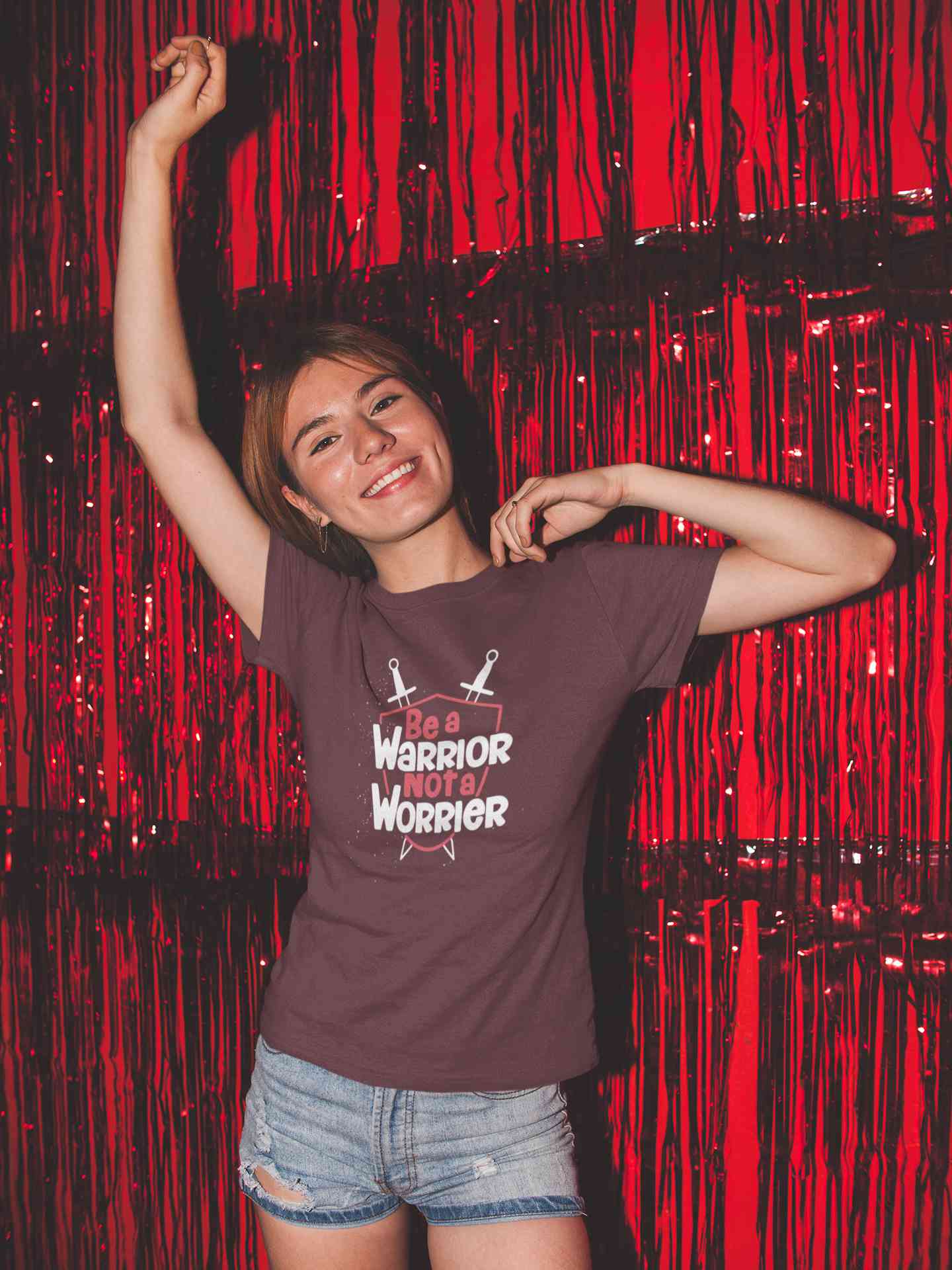 Be A Warrior Not A Worrier Typography Women Half Sleeves T-shirt- FunkyTeesClub