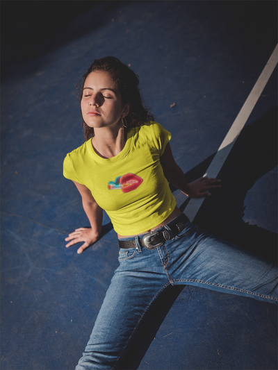 Smokey Lips Minimals Women Crop Top- FunkyTeesClub