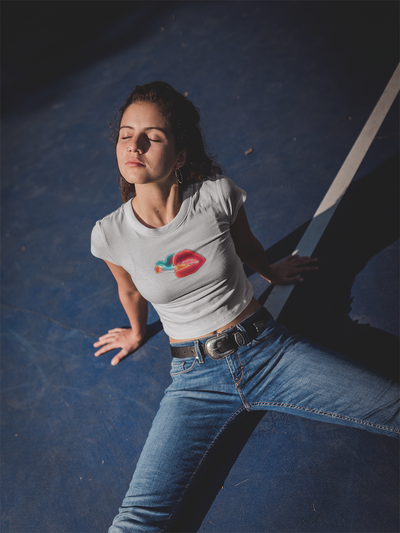 Smokey Lips Minimals Women Crop Top- FunkyTeesClub