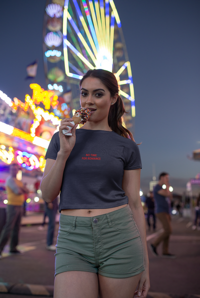 No Time For Romance Minimals Women Crop Top- FunkyTeesClub