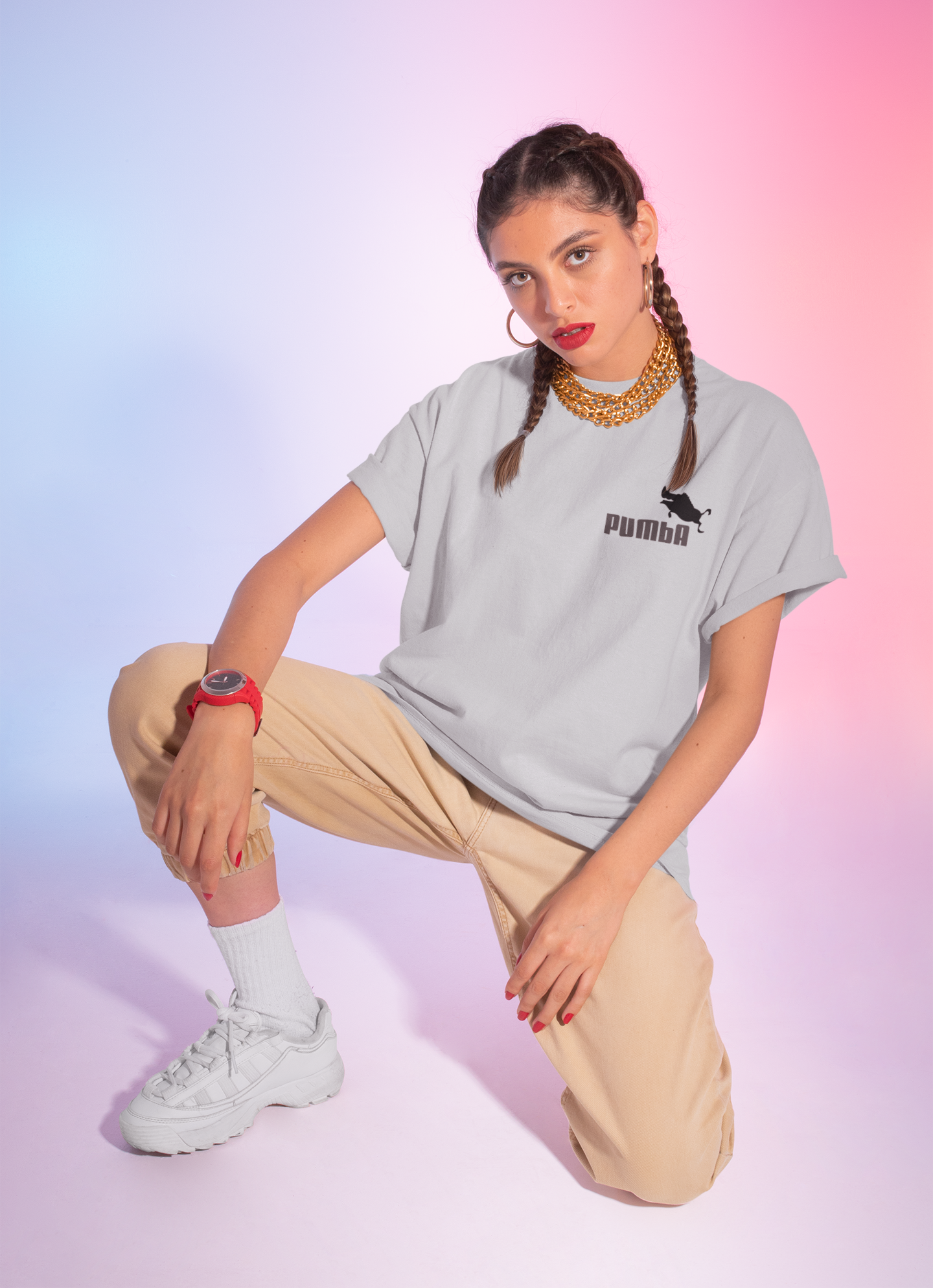 Pumba Funny Women Half Sleeves T-shirt- FunkyTeesClub