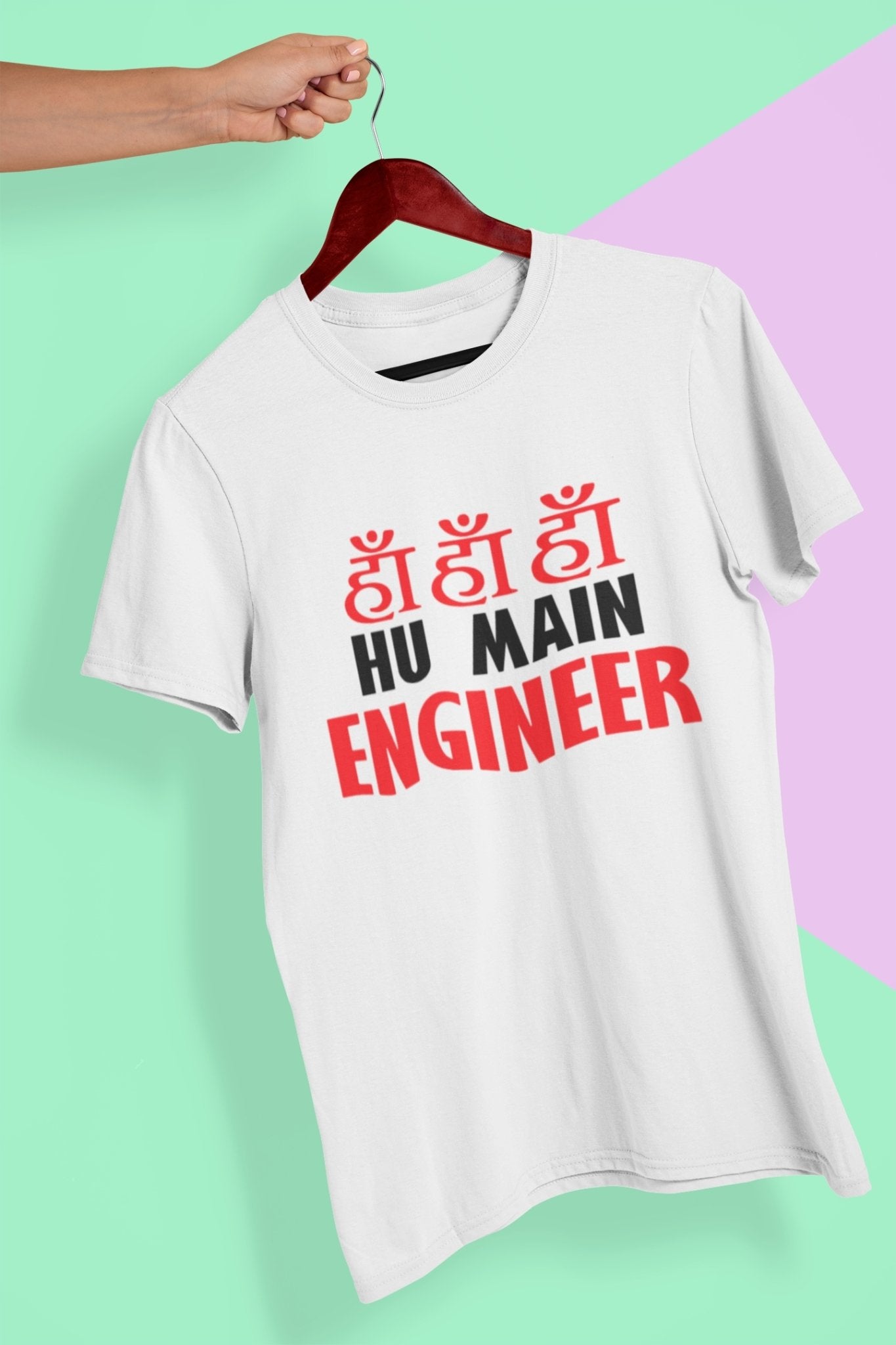 Ha Ha Hu Main Engineer Mens Half Sleeves T-shirt- FunkyTeesClub - Funky Tees Club