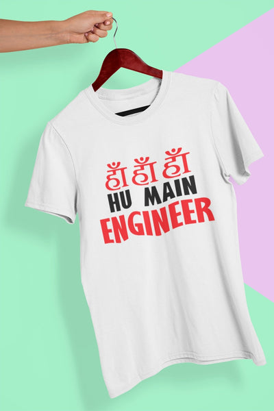 Ha Ha Hu Main Engineer Mens Half Sleeves T-shirt- FunkyTeesClub - Funky Tees Club