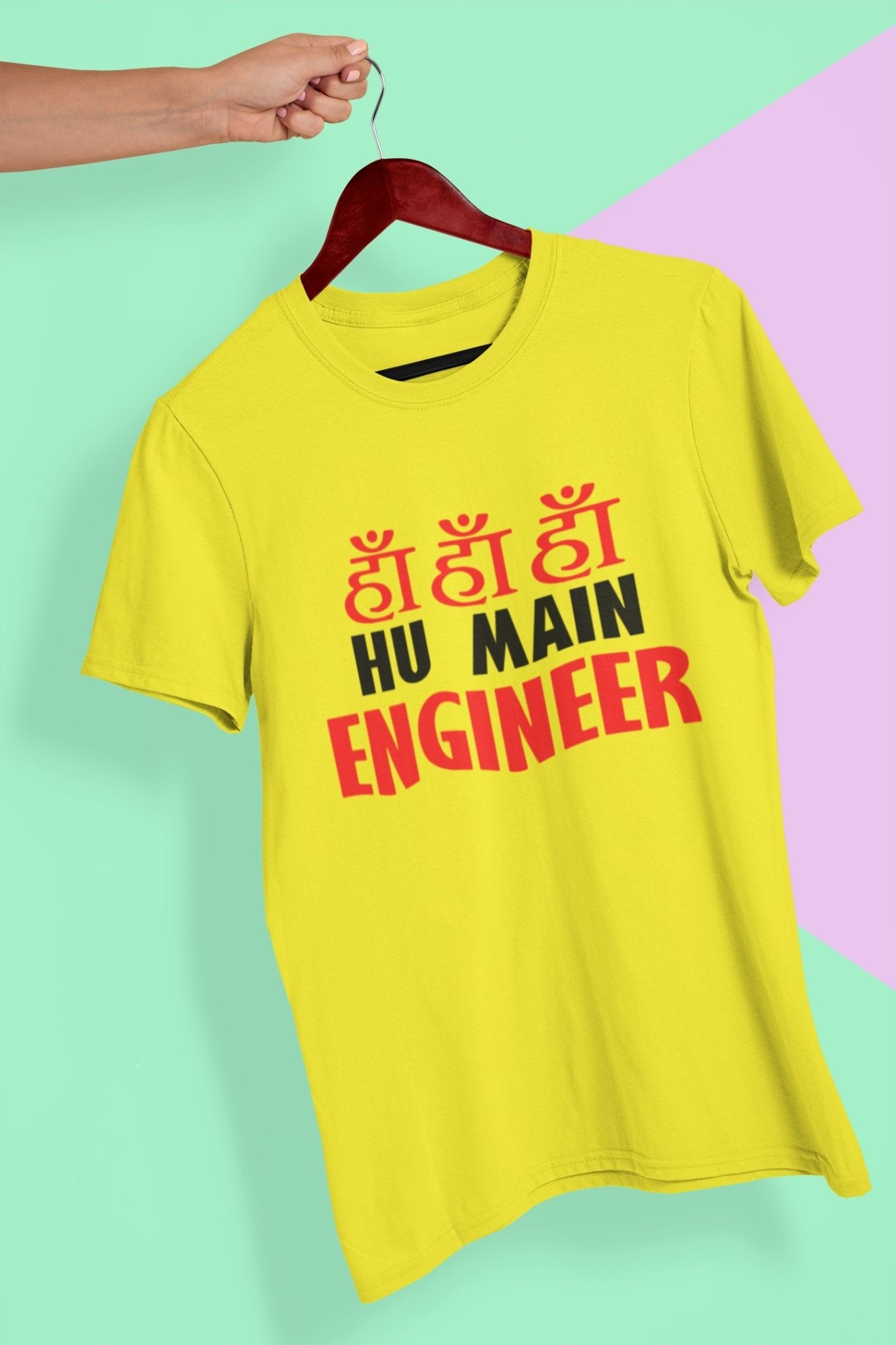 Ha Ha Hu Main Engineer Mens Half Sleeves T-shirt- FunkyTeesClub - Funky Tees Club