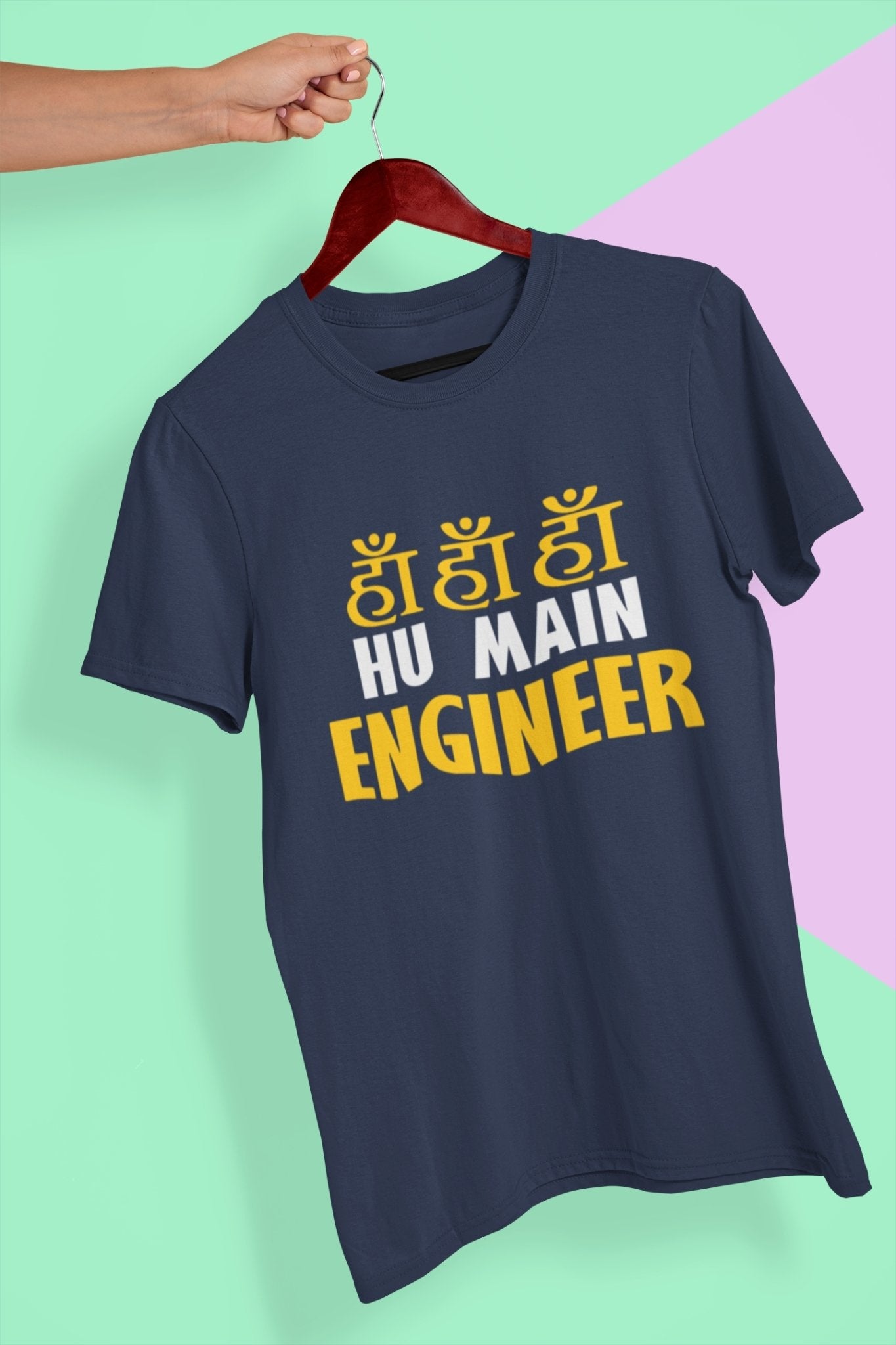Ha Ha Hu Main Engineer Mens Half Sleeves T-shirt- FunkyTeesClub - Funky Tees Club