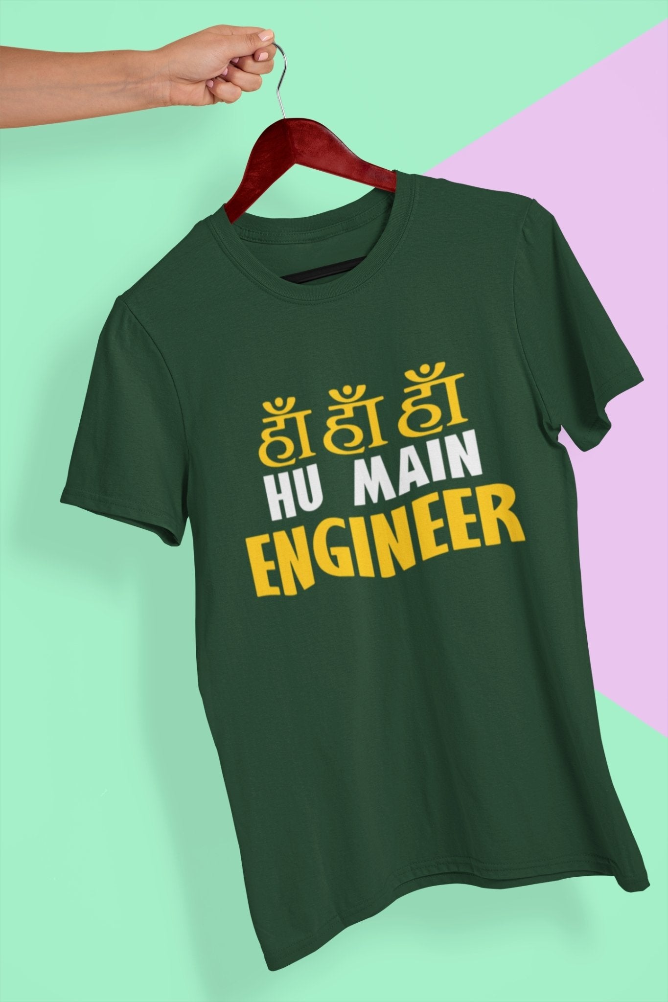 Ha Ha Hu Main Engineer Mens Half Sleeves T-shirt- FunkyTeesClub - Funky Tees Club