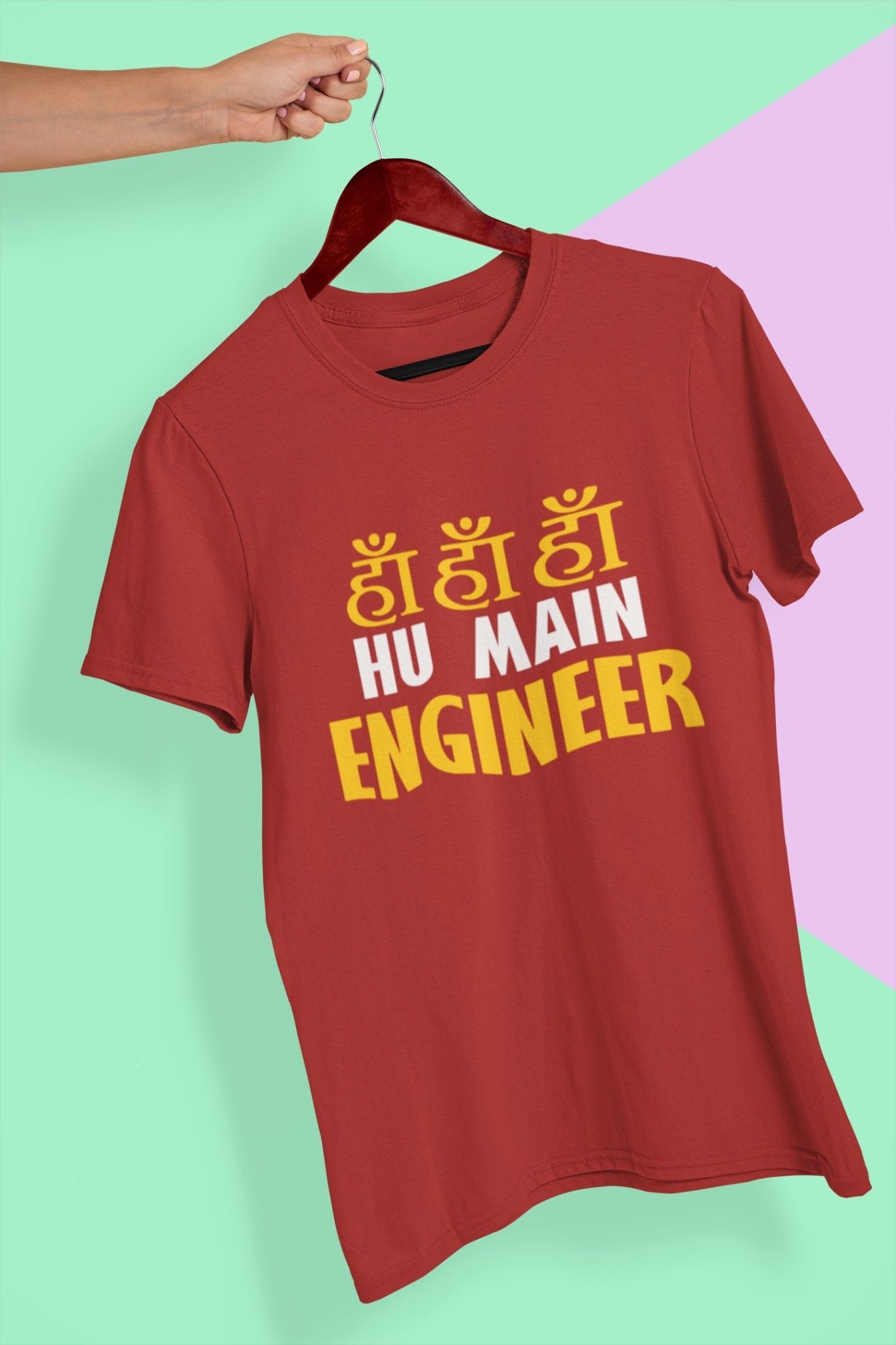 Ha Ha Hu Main Engineer Mens Half Sleeves T-shirt- FunkyTeesClub - Funky Tees Club