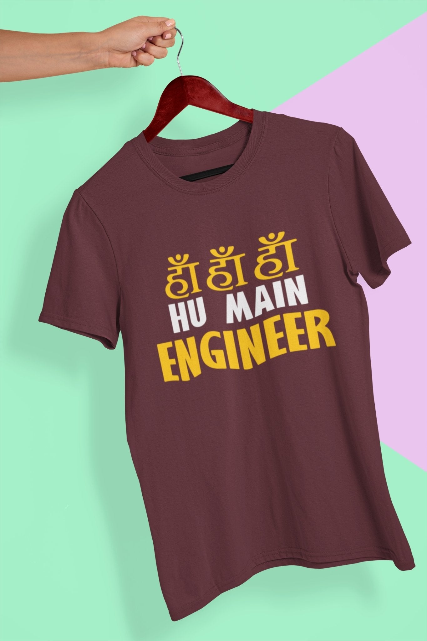 Ha Ha Hu Main Engineer Mens Half Sleeves T-shirt- FunkyTeesClub - Funky Tees Club