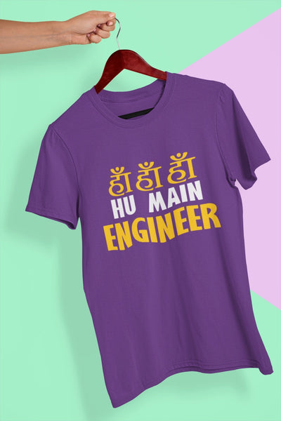 Ha Ha Hu Main Engineer Women Half Sleeves T-shirt- FunkyTeesClub - Funky Tees Club