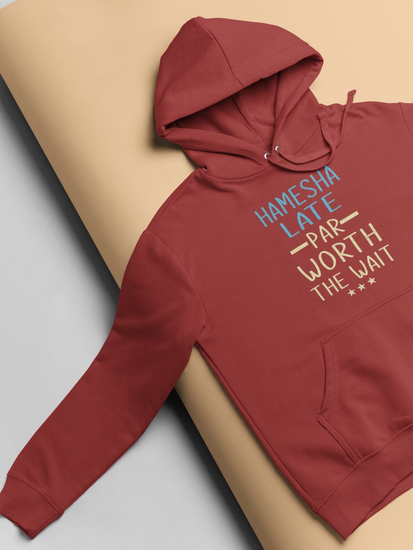 Hamesha Late Par Worth The Wait Typography Hoodies for Women-FunkyTeesClub - Funky Tees Club