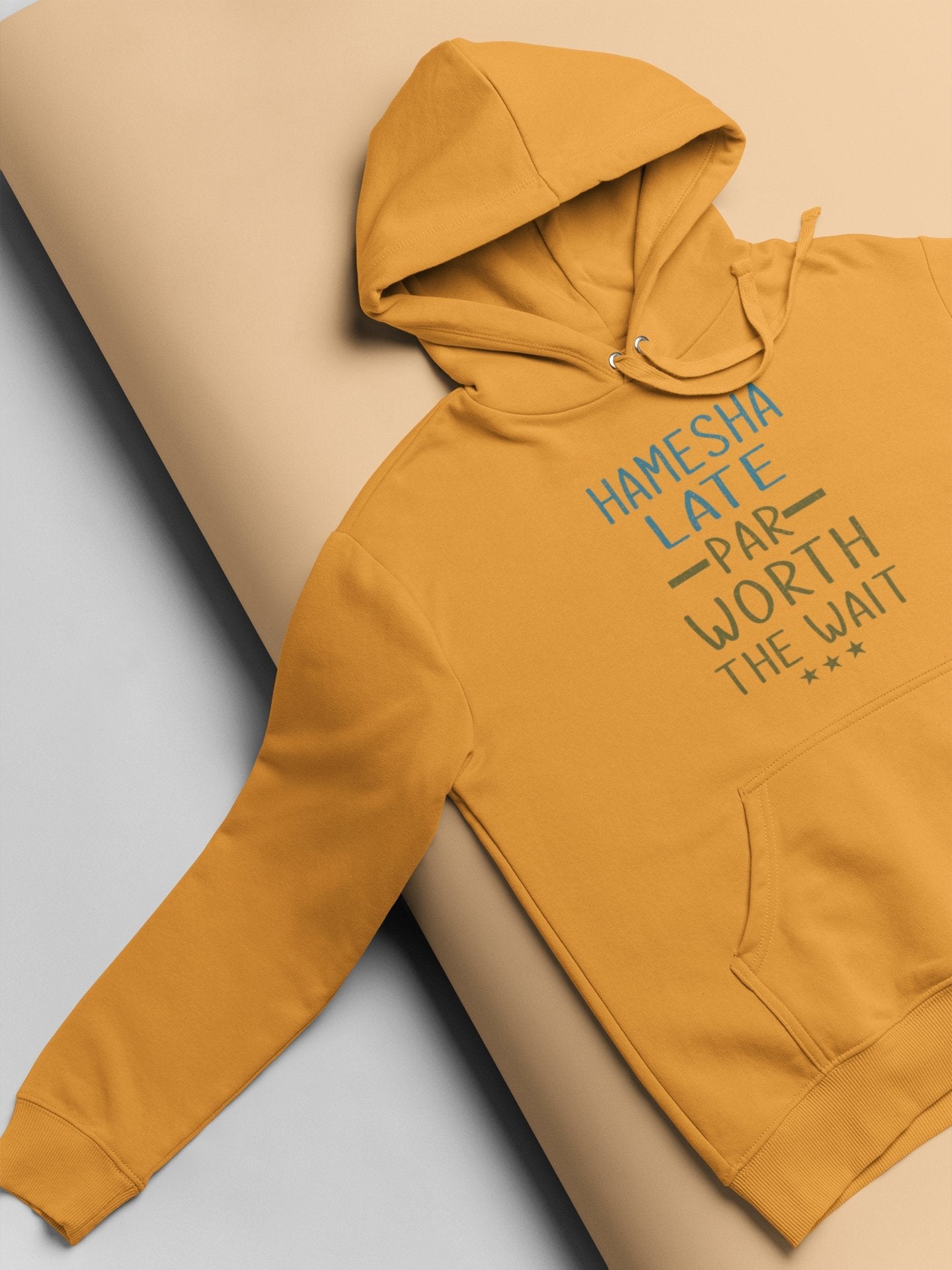 Hamesha Late Par Worth The Wait Typography Hoodies for Women-FunkyTeesClub - Funky Tees Club