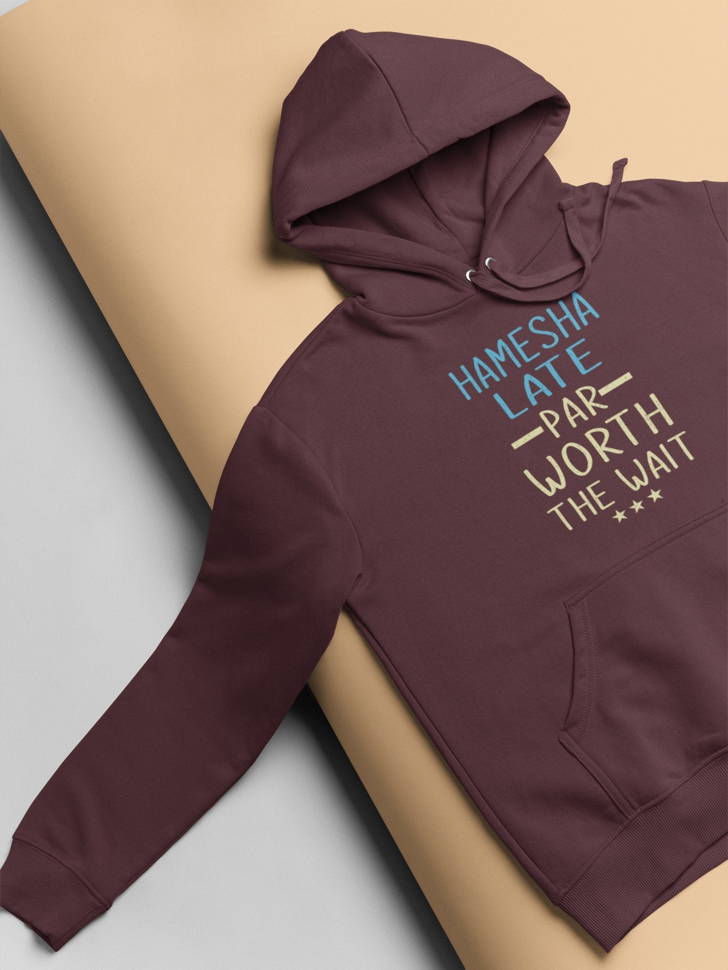 Hamesha Late Par Worth The Wait Typography Men Hoodies-FunkyTeesClub - Funky Tees Club