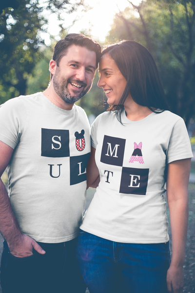 Soulmate Couple Half Sleeves T-Shirts -FunkyTeesClub