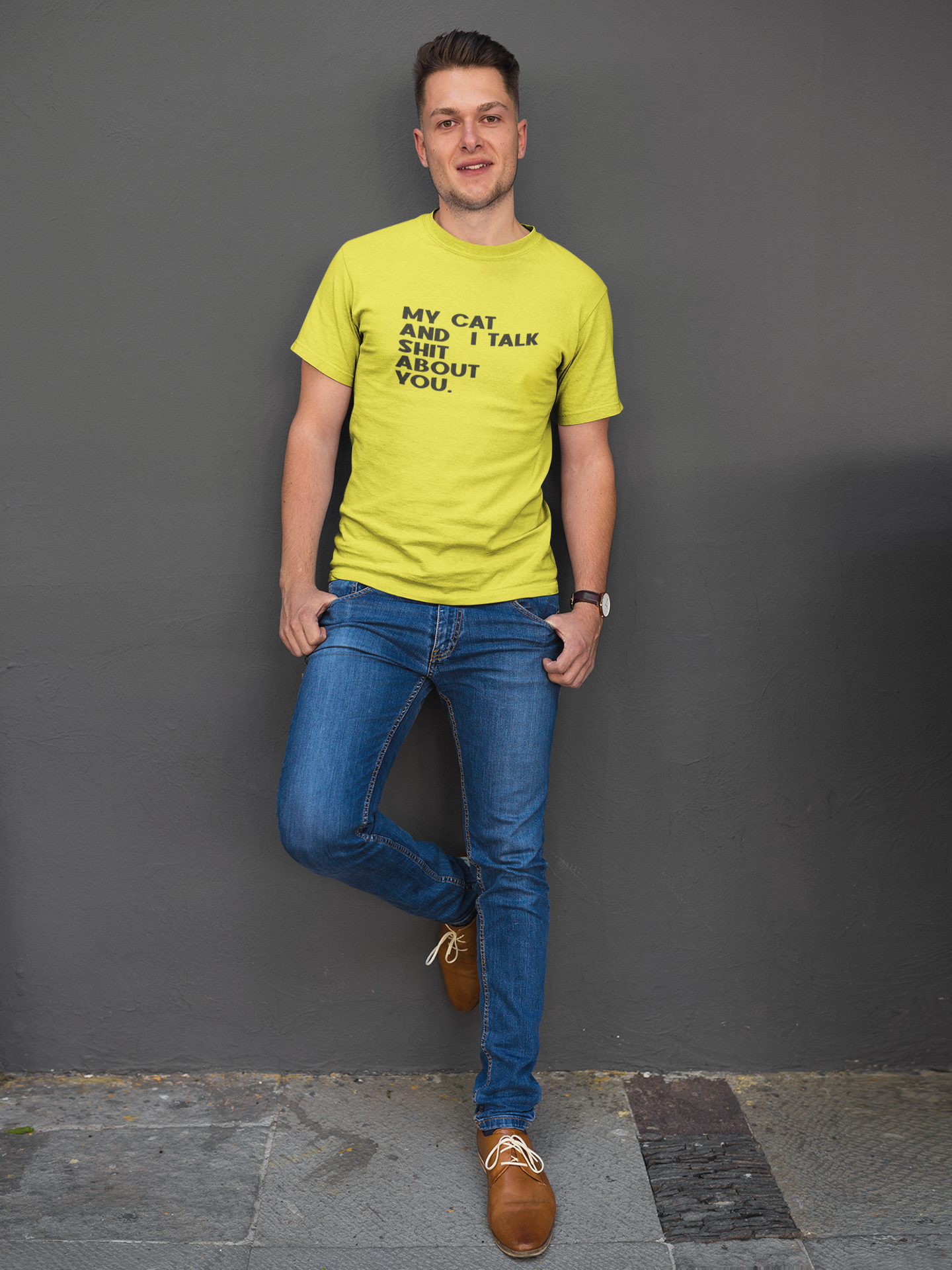 My Cat And I Talk Shit About You Mens Half Sleeves T-shirt- FunkyTeesClub