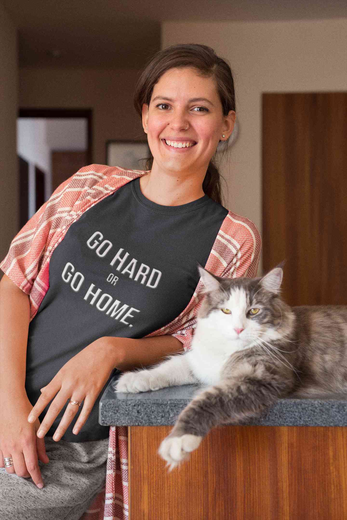Go Hard Or Go Home Typography Women Half Sleeves T-shirt- FunkyTeesClub