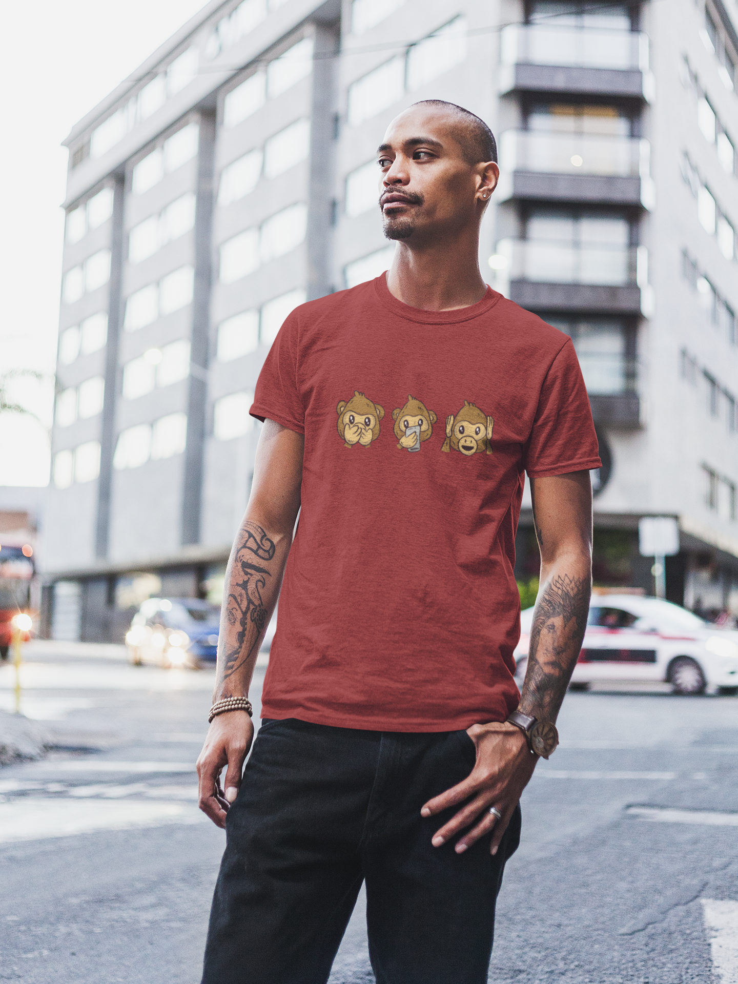 Monkey Emojis Mens Half Sleeves T-shirt- FunkyTeesClub