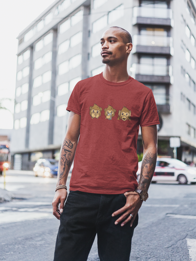 Monkey Emojis Mens Half Sleeves T-shirt- FunkyTeesClub