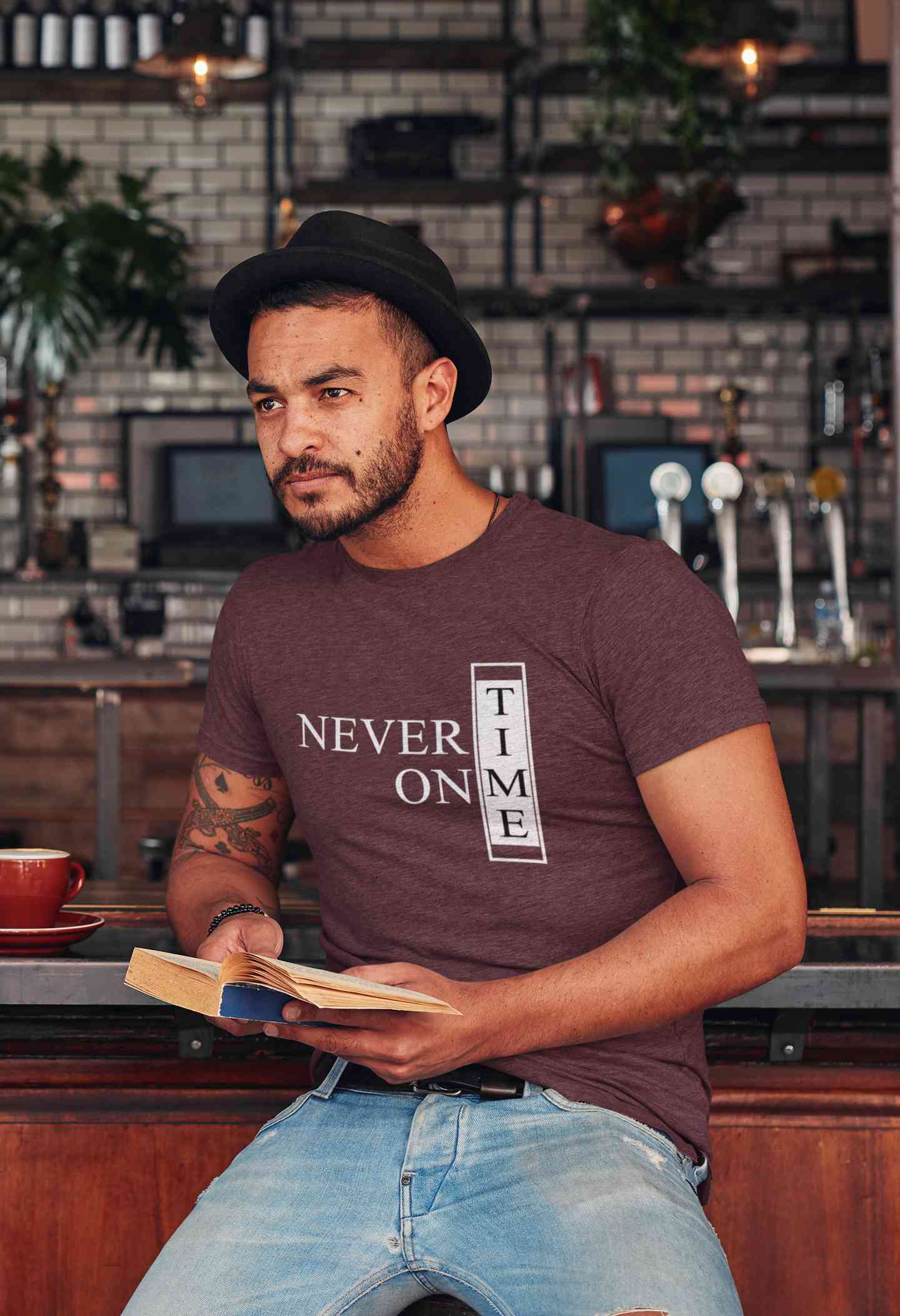 Never On Time Typography Mens Half Sleeves T-shirt- FunkyTeesClub