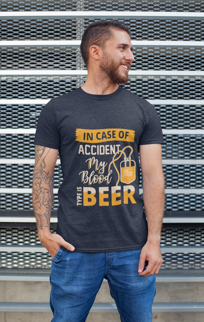 My Blood Type Is Beer Mens Half Sleeves T-shirt- FunkyTeesClub